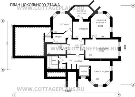 Поэтажные планы проект дома 47-60 общ. площадь 713,8 м2