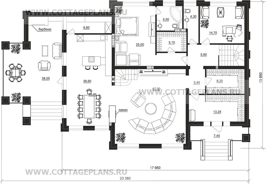 Поэтажные планы проект дома 103-32 общ. площадь 470,15 м2