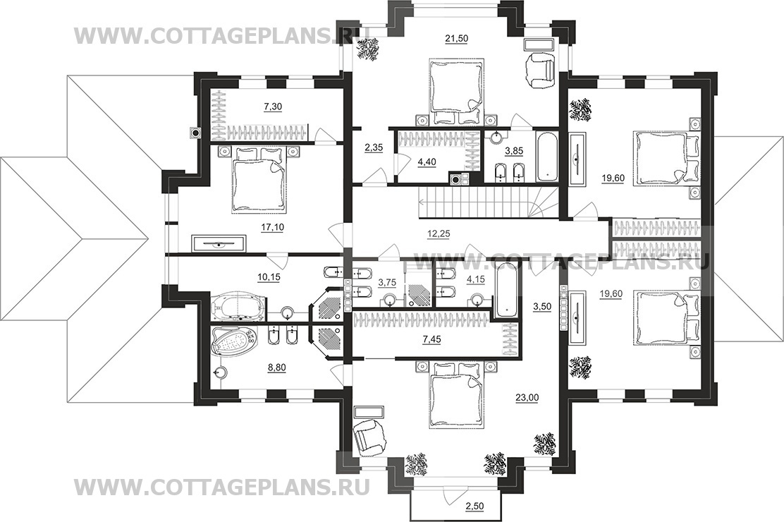 Поэтажные планы проект дома 203-25 общ. площадь 489,80 м2