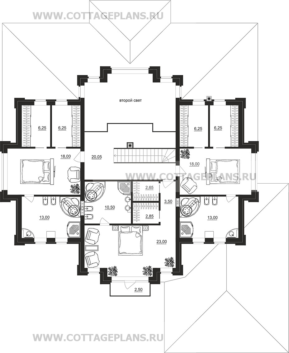 Поэтажные планы проект дома 100-25 общ. площадь 366,85 м2