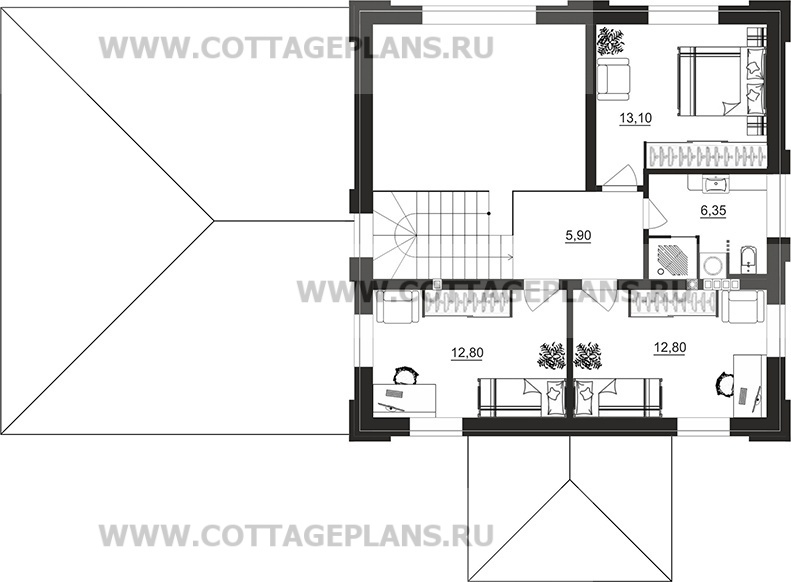 Поэтажные планы проект дома 206-40 общ. площадь 162,20 м2