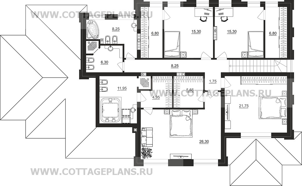 Поэтажные планы проект дома 203-55 общ. площадь 444,95 м2