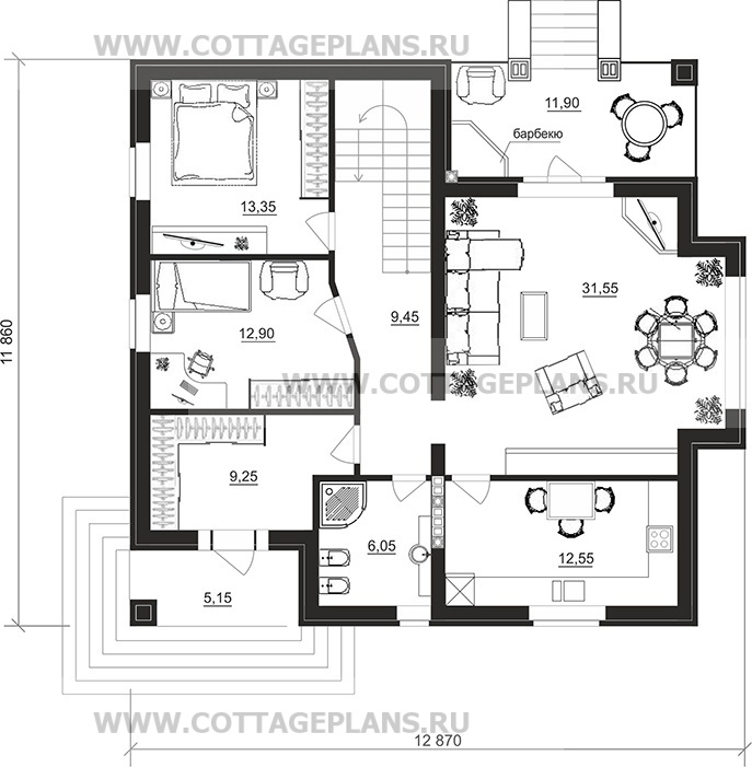 Поэтажные планы проект дома 76-59 общ. площадь 284,90 м2