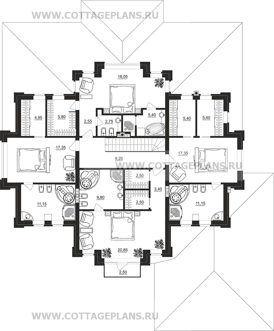 Поэтажные планы проект дома 102-21 общ. площадь 360,35 м2