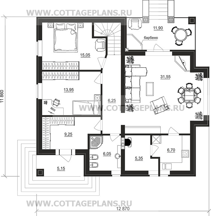 Поэтажные планы проект дома 29-87 общ. площадь 202,45 м2