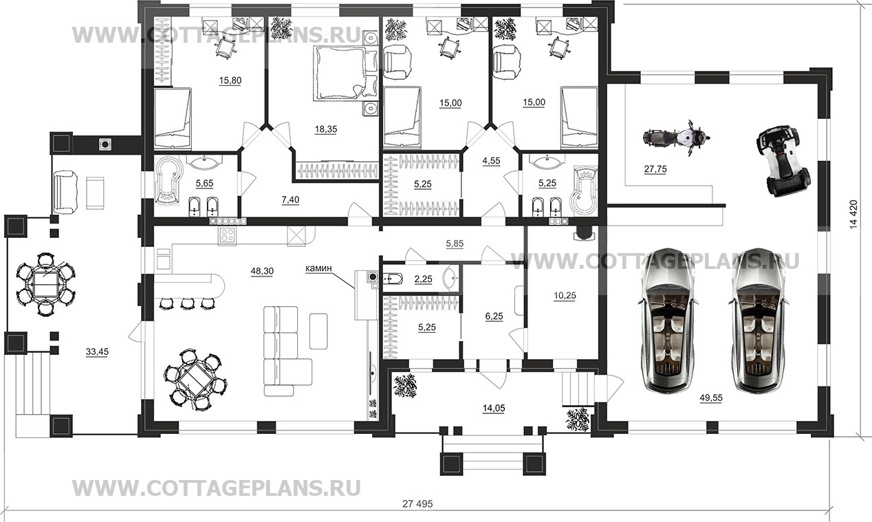 Поэтажные планы проект дома 07-94 общ. площадь 246,30 м2
