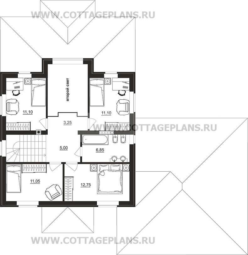 Поэтажные планы проект дома 77-12 общ. площадь 183,85 м2