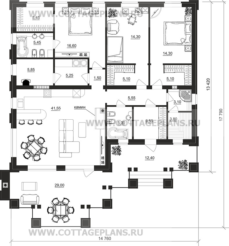 Поэтажные планы проект дома 07-81 общ. площадь 144,45 м2