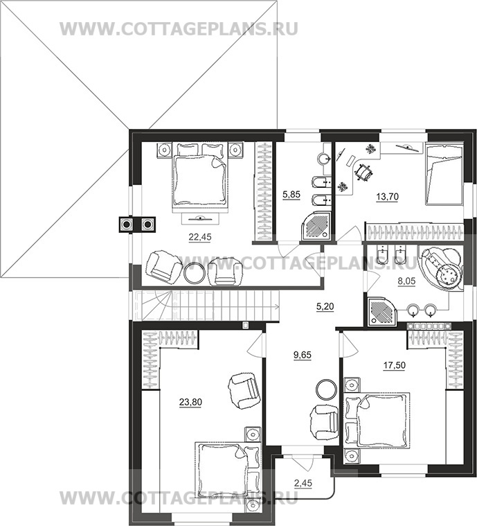 Поэтажные планы проект дома 95-21 общ. площадь 217,25 м2