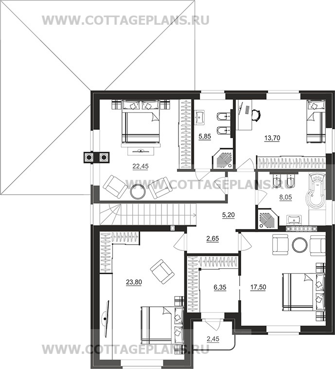 Поэтажные планы проект дома 206-30 общ. площадь 216,15 м2