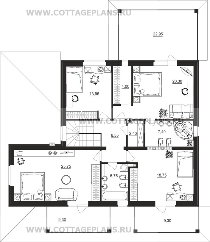 Поэтажные планы проект дома 76-00 общ. площадь 408,55 м2
