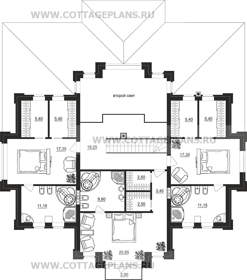 Поэтажные планы проект дома 200-21 общ. площадь 285,40 м2