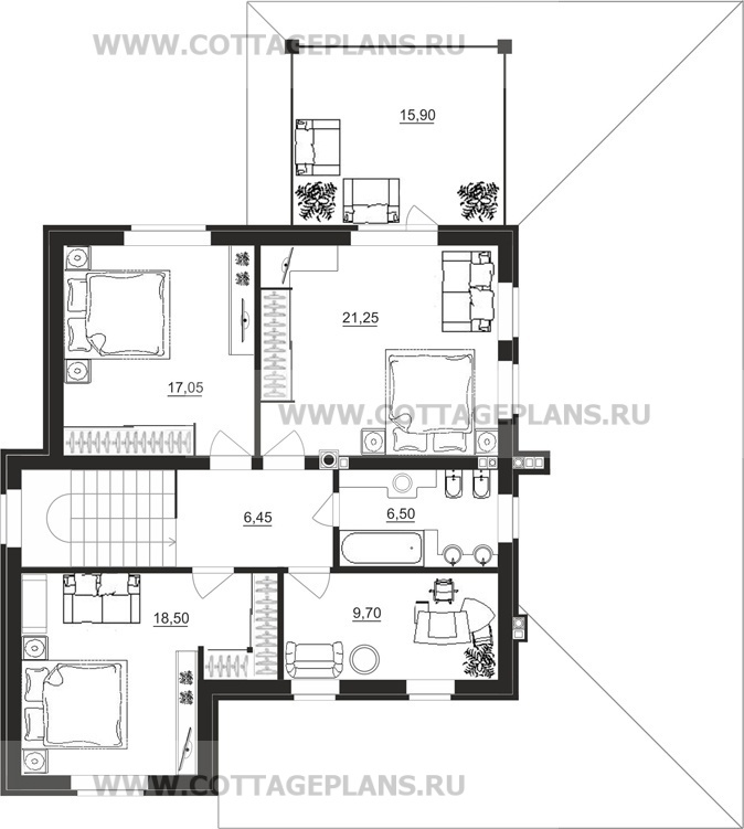 Поэтажные планы проект дома 13-03 общ. площадь 198,60 м2
