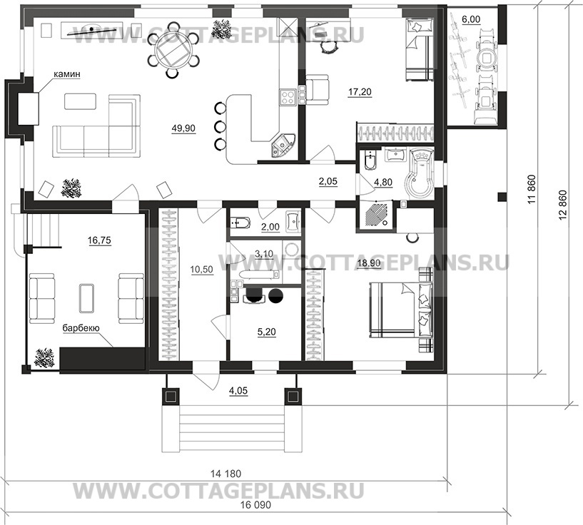 Поэтажные планы проект дома 700-56 общ. площадь 113,65м2