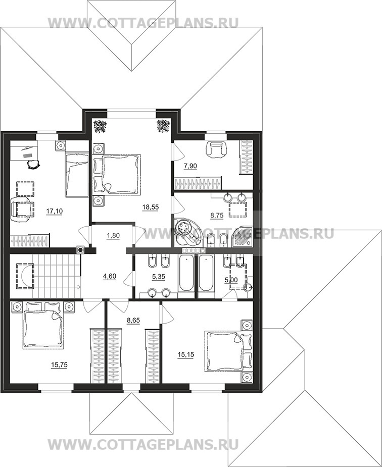 Поэтажные планы проект дома 77-96 общ. площадь 245,10 м2