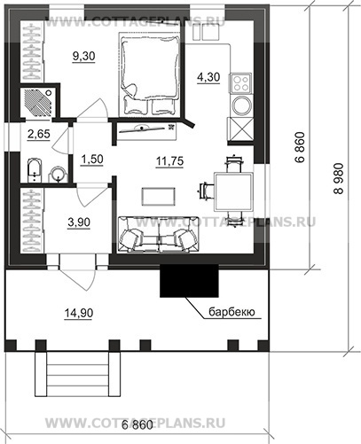 Поэтажные планы проект дома 27-54 общ. площадь 33,40 м2