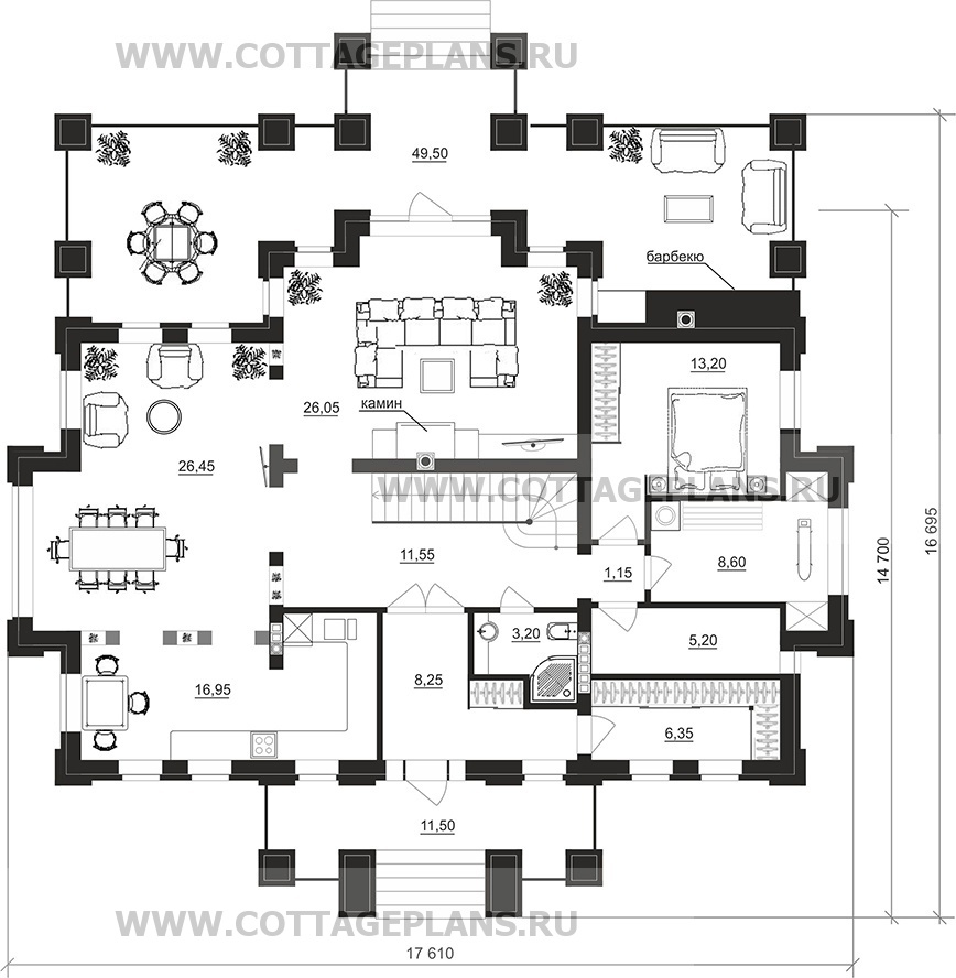Поэтажные планы проект дома 201-10 общ. площадь 381,40 м2