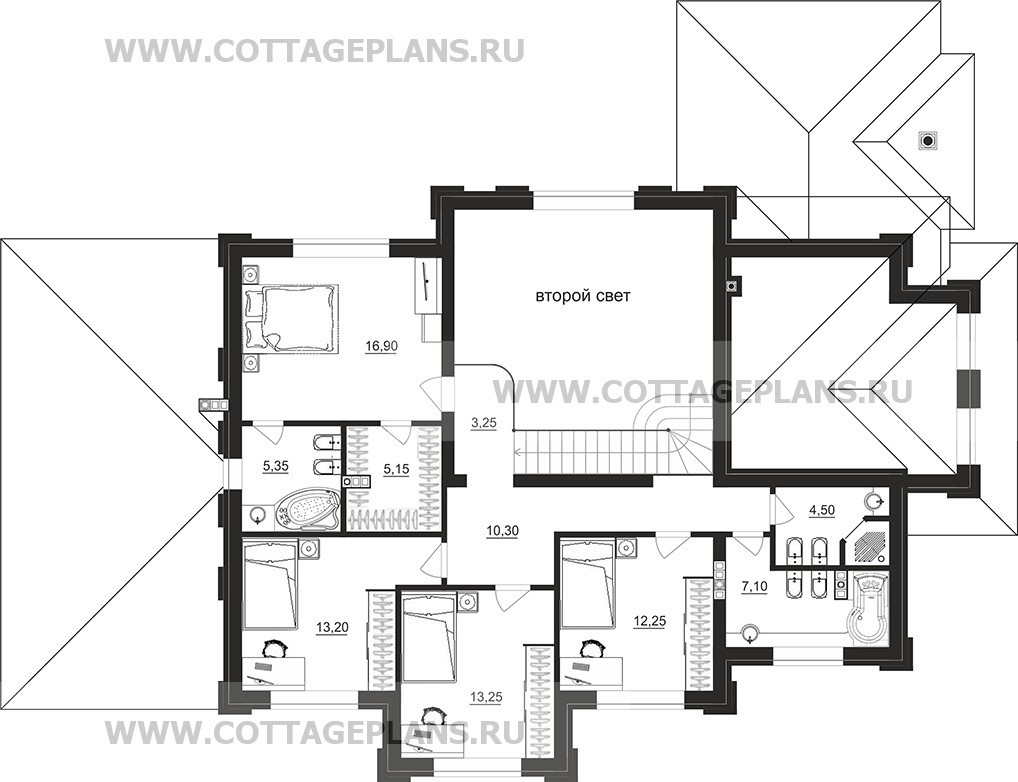 Поэтажные планы проект дома 202-84 общ. площадь 266,85 м2