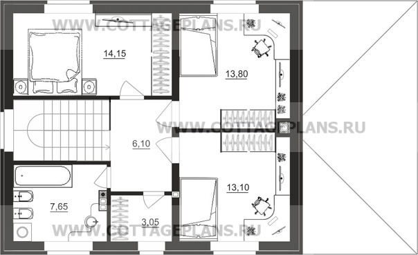 Поэтажные планы проект дома 92-33 общ. площадь 135,85 м2