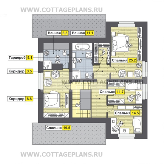 Поэтажные планы проект дома 47-12 общ. площадь 229,7 м2
