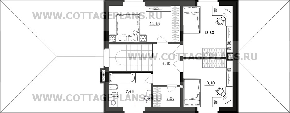 Поэтажные планы проект дома 75-30 общ. площадь 178,00 м2