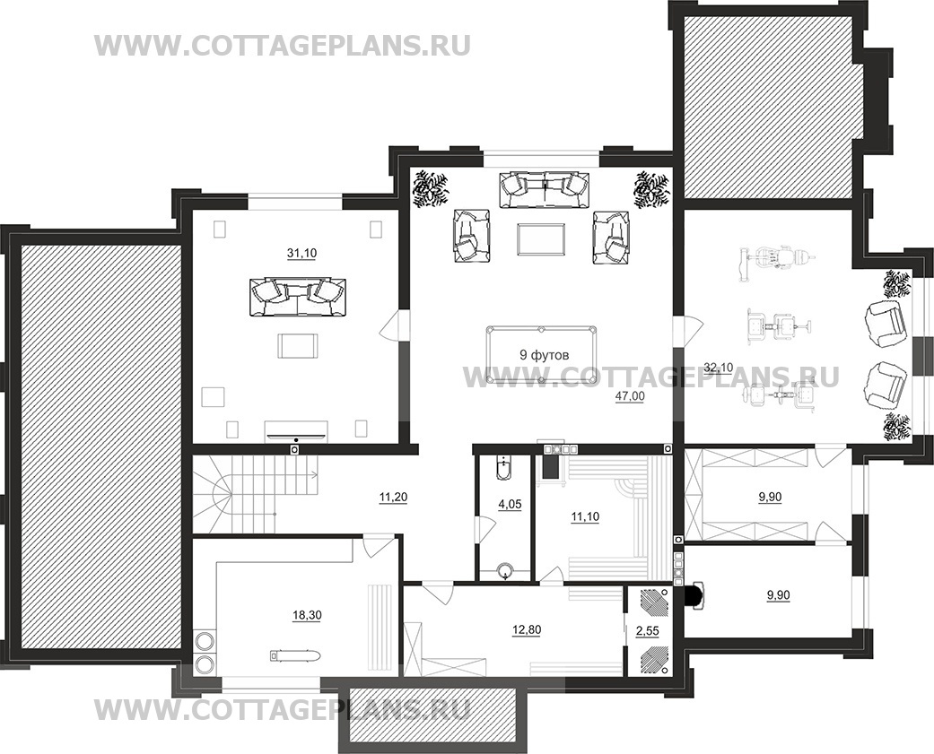 Поэтажные планы проект дома 205-01 общ. площадь 593,30 м2