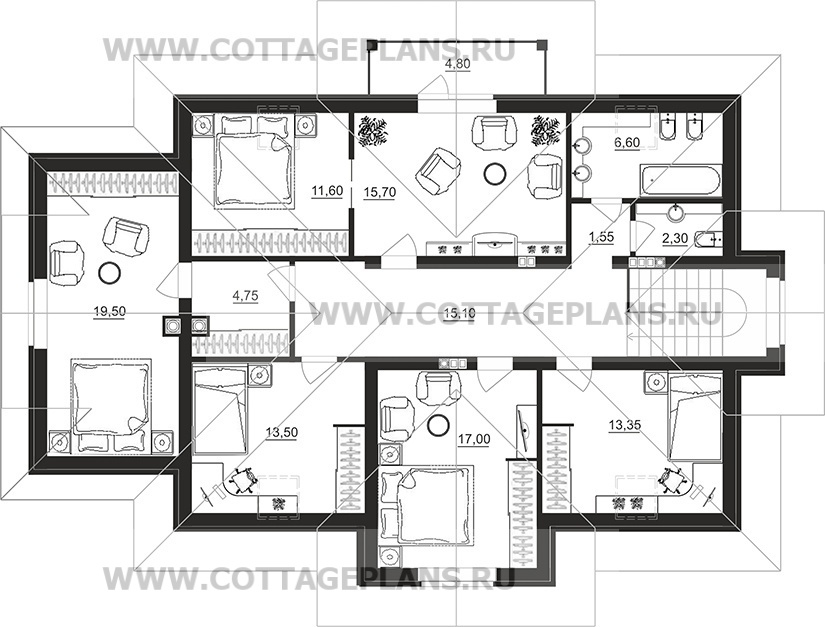 Поэтажные планы проект дома 96-93 общ. площадь 328,40 м2