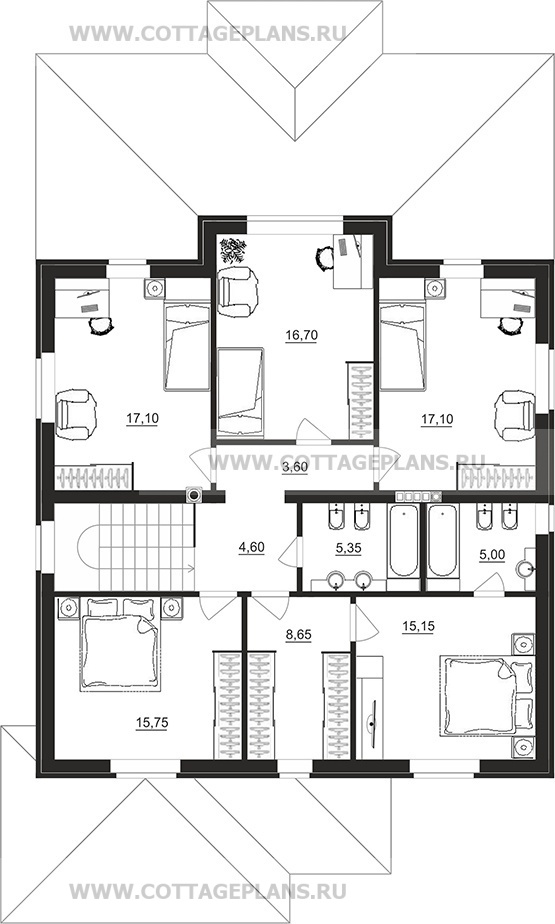 Поэтажные планы проект дома 77-90 общ. площадь 225,60 м2