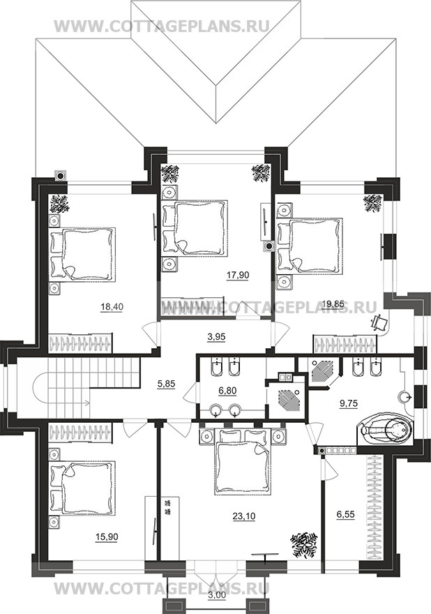 Поэтажные планы проект дома 200-77 общ. площадь 264,40 м2