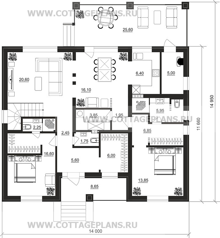 Поэтажные планы проект дома 106-87 общ. площадь 173,25м2