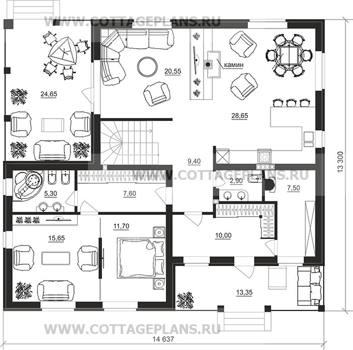 Поэтажные планы проект дома 75-91 общ. площадь 224,65 м2