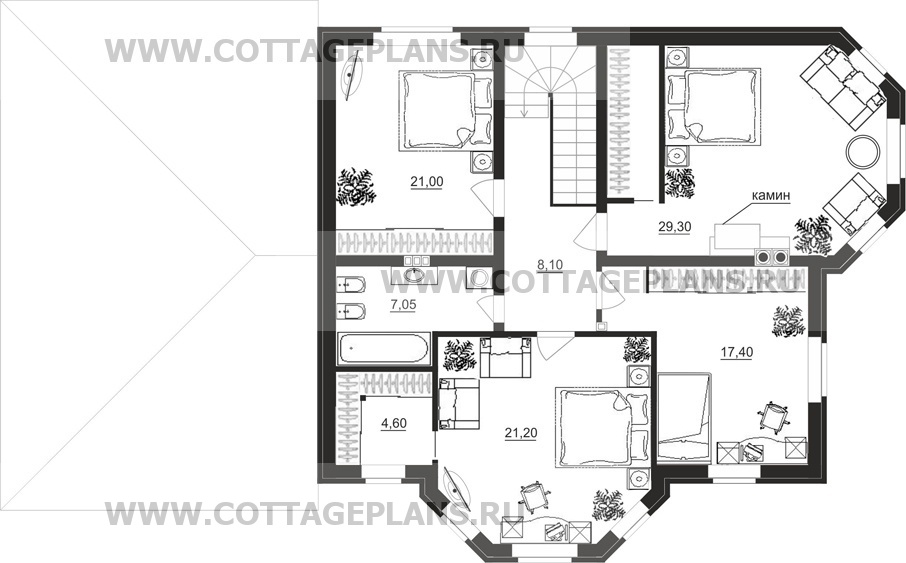 Поэтажные планы проект дома 87-03 общ. площадь 238,45 м2