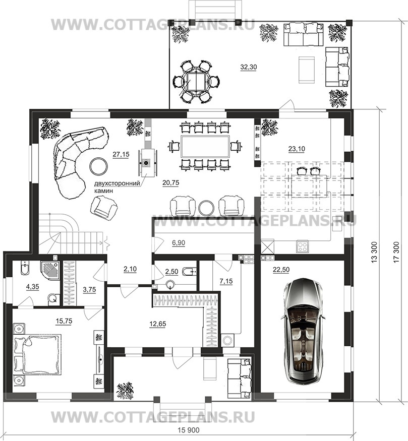Поэтажные планы проект дома 20-75 общ. площадь 364,15 м2
