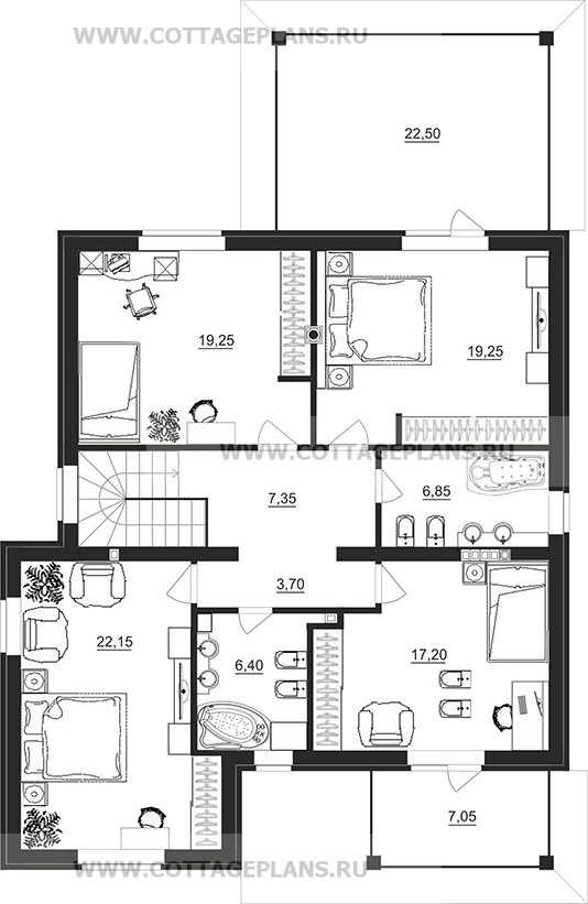 Поэтажные планы проект дома 88-13 общ. площадь 206,55 м2