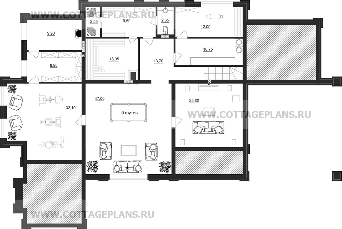 Поэтажные планы проект дома 203-44 общ. площадь 511,75 м2