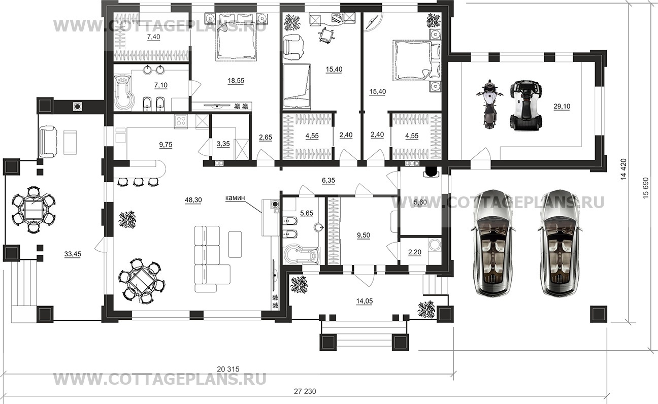 Поэтажные планы проект дома 27-70 общ. площадь 198,10 м2