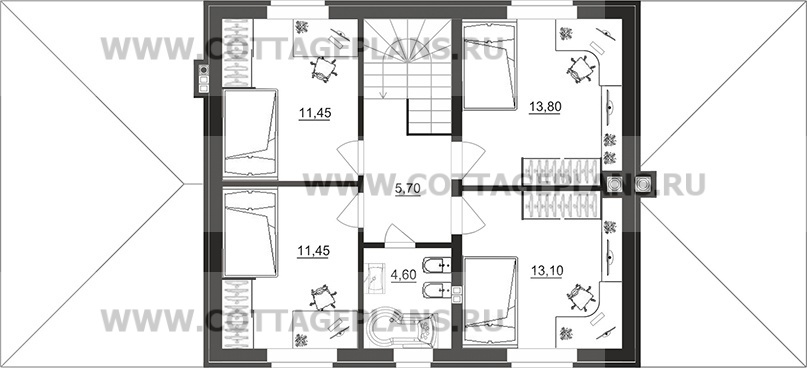 Поэтажные планы проект дома 92-34 общ. площадь 141,20 м2