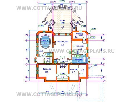 Поэтажные планы проект дома 34-22 общ. площадь 975,2 м2