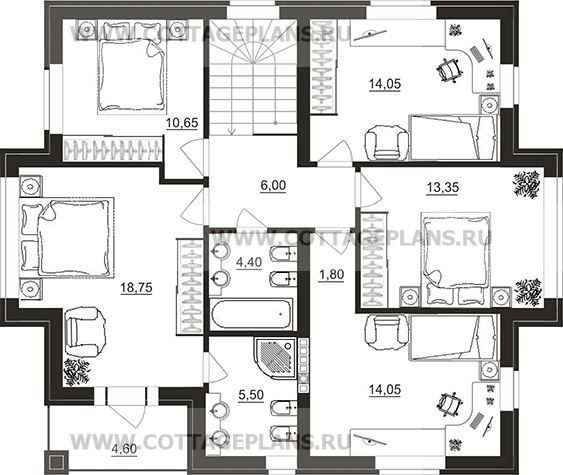 Поэтажные планы проект дома 93-86 общ. площадь 243,90 м2