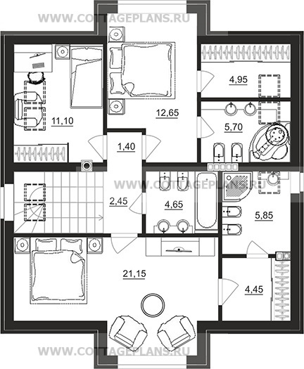 Поэтажные планы проект дома 74-86 общ. площадь 225,35 м2