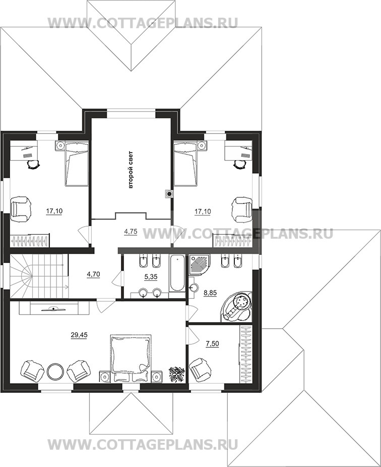 Поэтажные планы проект дома 77-11 общ. площадь 234,10 м2