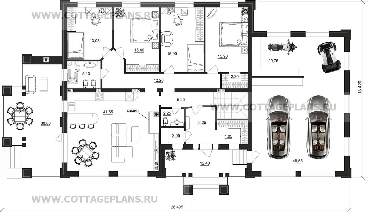 Поэтажные планы проект дома 28-93 общ. площадь 347,60 м2