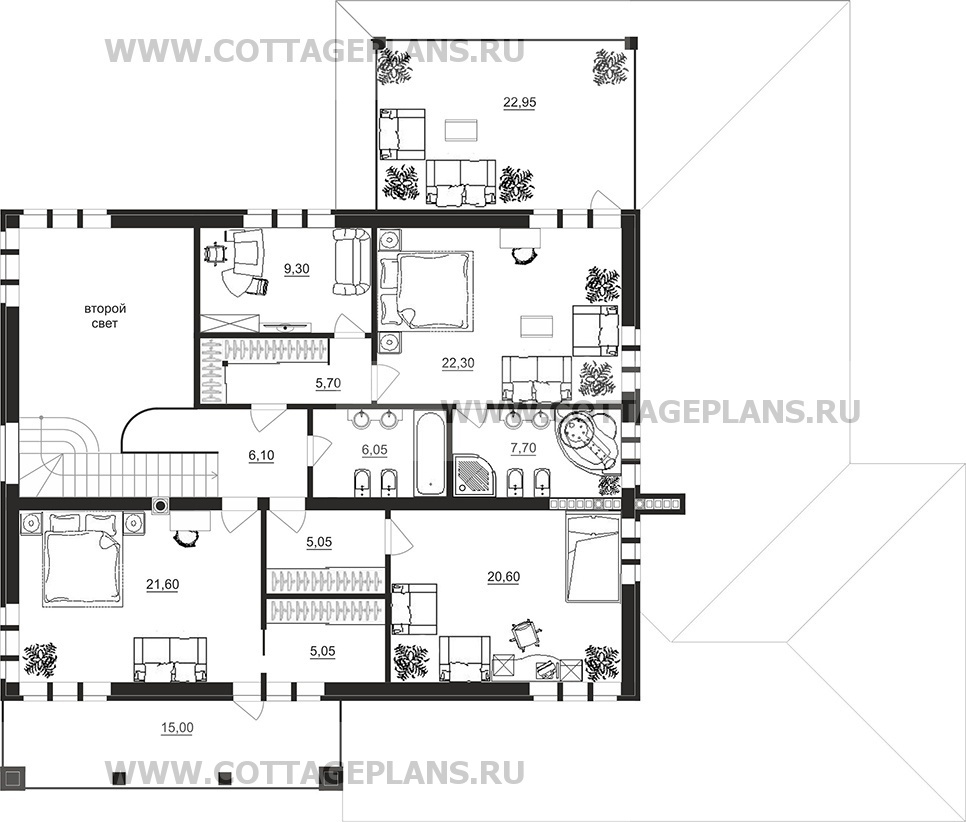 Поэтажные планы проект дома 201-08 общ. площадь 530,45 м2