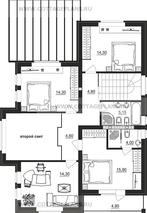 Поэтажные планы проект дома 78-59 общ. площадь 265,85 м2