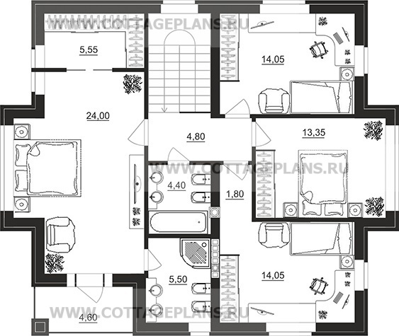 Поэтажные планы проект дома 92-86 общ. площадь 164,60 м2