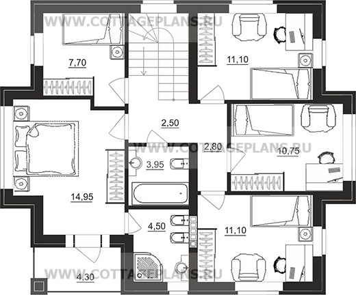 Поэтажные планы проект дома 92-70 общ. площадь 129,80 м2