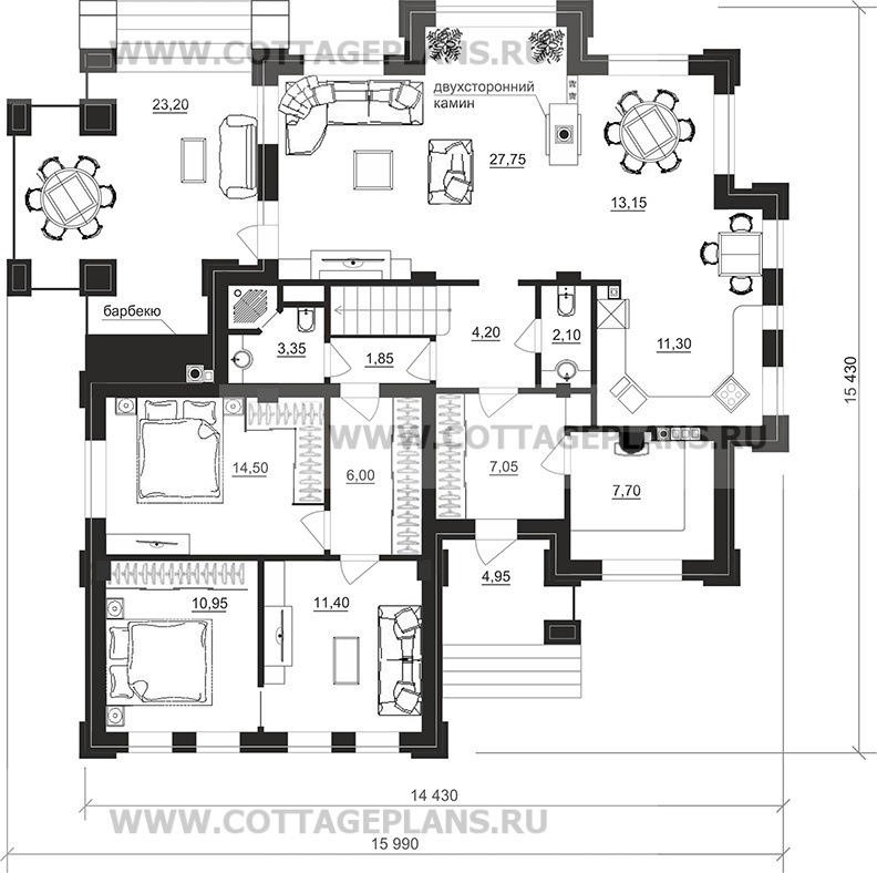 Поэтажные планы проект дома 202-03 общ. площадь 208,30 м2