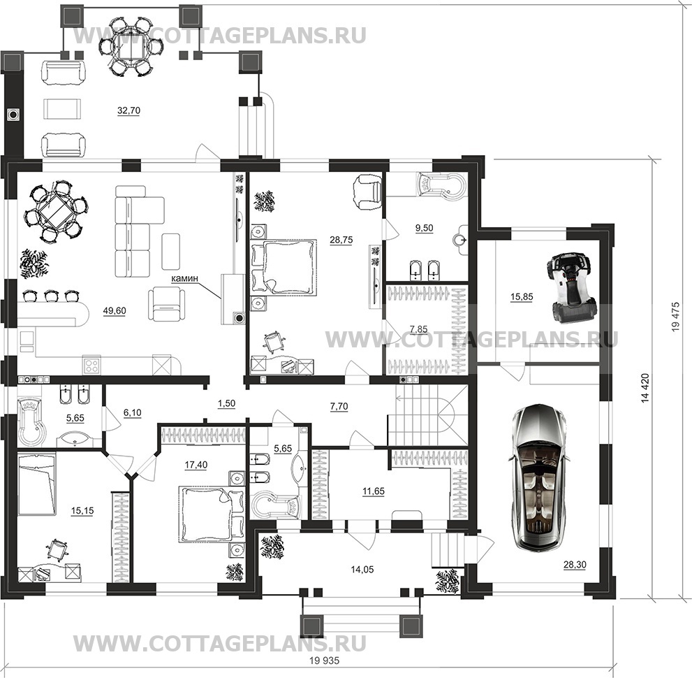 Поэтажные планы проект дома 28-73 общ. площадь 375,30 м2