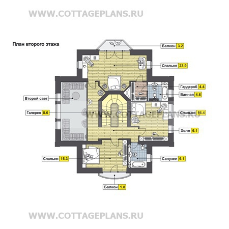Поэтажные планы проект дома 82-59 общ. площадь 362,1 м2