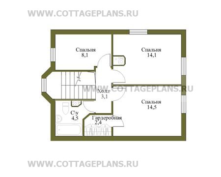 Поэтажные планы проект дома 58-19 общ. площадь 100 м2